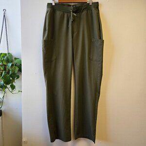 Olive Green Mandala Womens Scrub Pants Straight leg Cargo Pocket